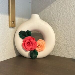 Handmade flower decorated 6” vace